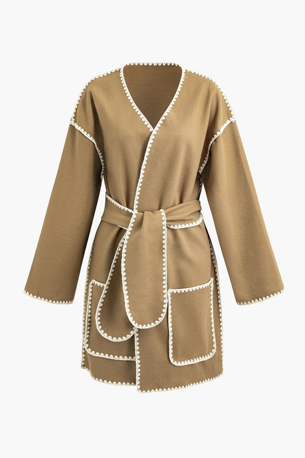 Manteau beige avec ceinture à nouer brise