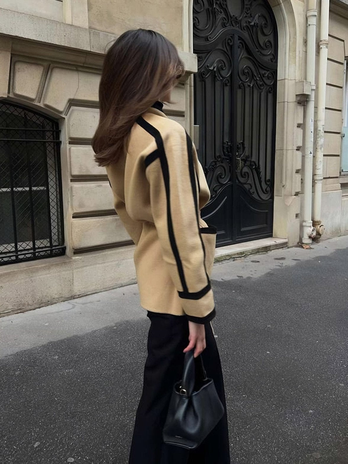 Manteau en laine porté style décontracté grâce