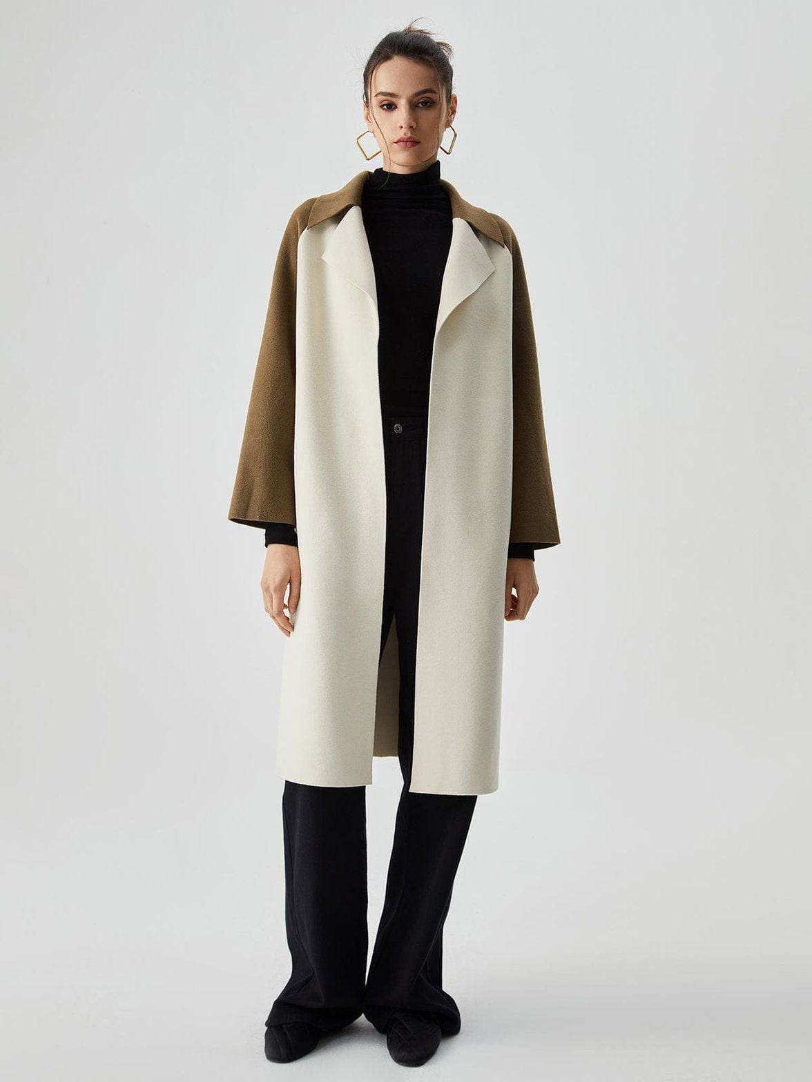 Manteau long bicolore vue de dos harmonie