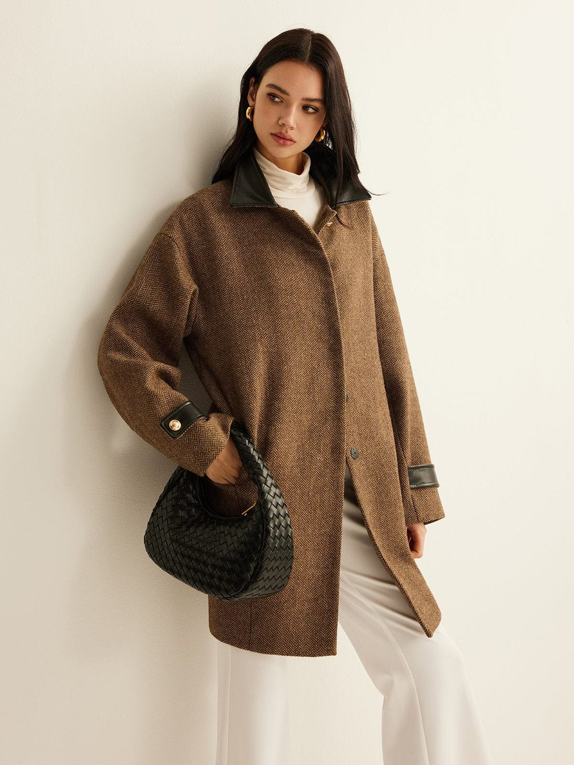 Manteau long tweed chaleureux