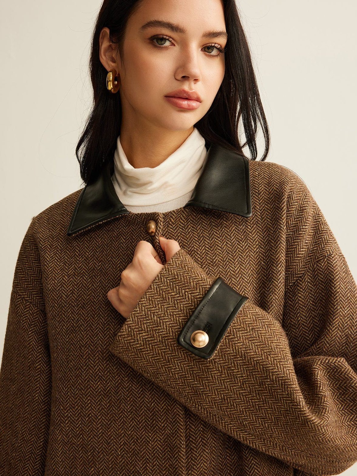Manteau hiver détails cuir sublime