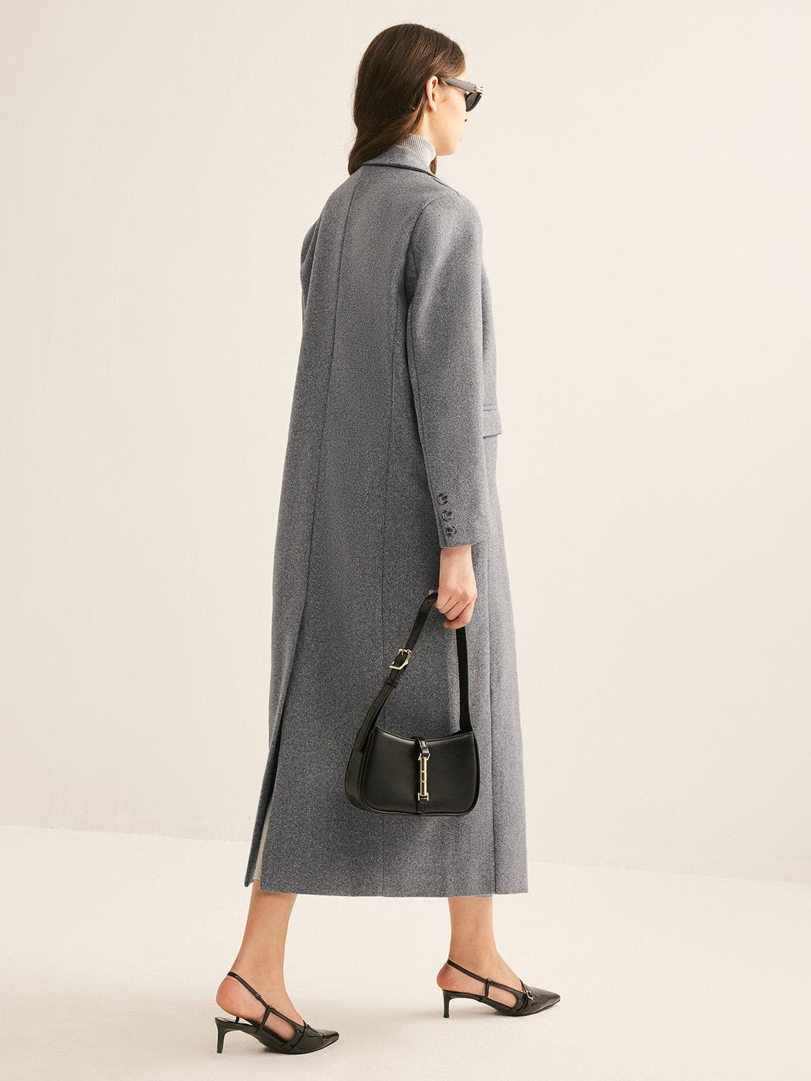 Manteau long gris vue ensemble style