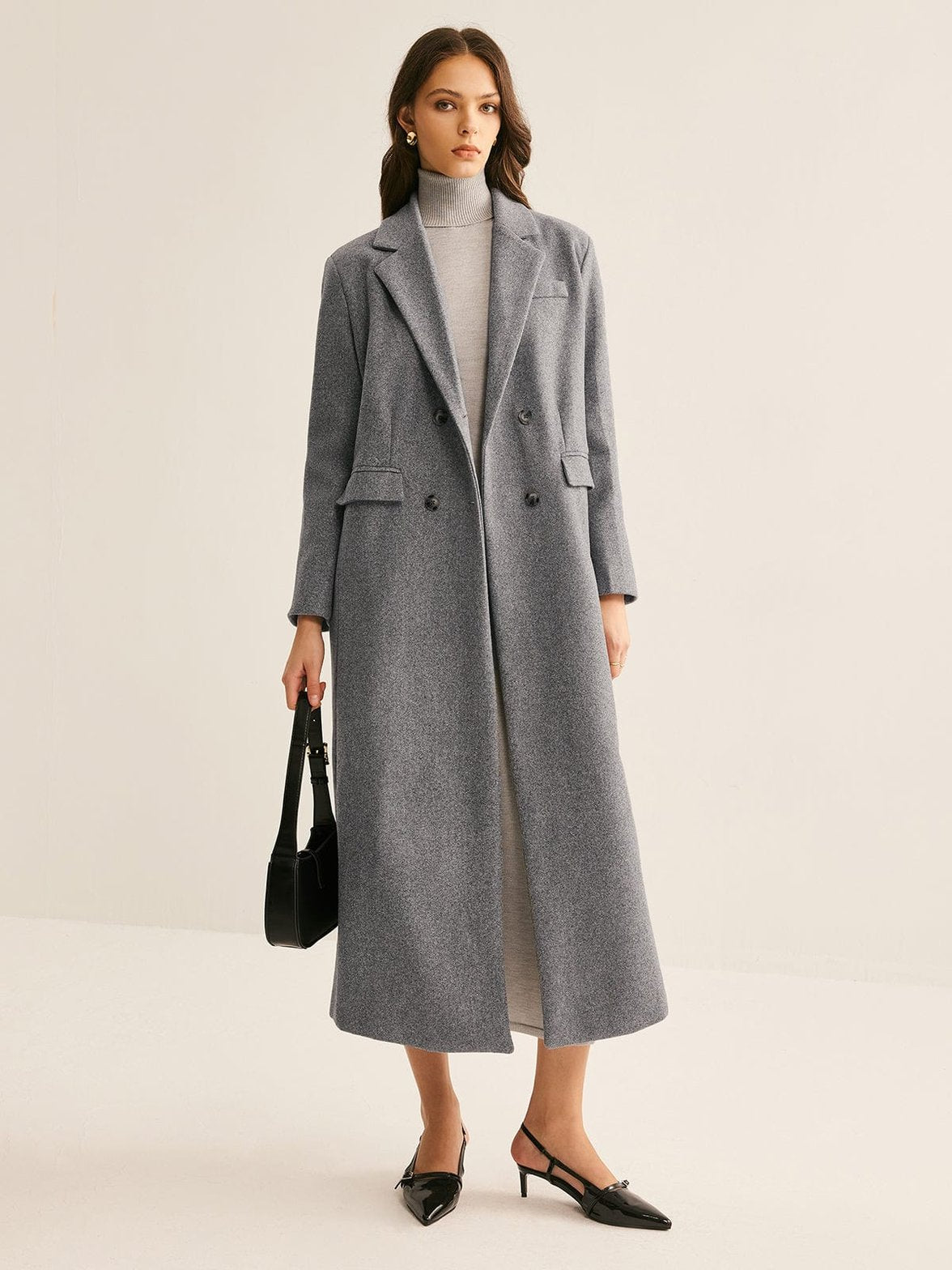 Manteau long gris vue détail poche douceur