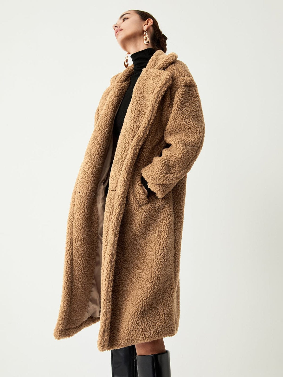 Manteau sherpa long décontracté nuage