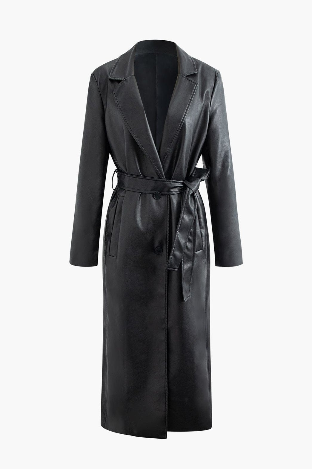 Manteau similicuir noir coupe oversize sérénité