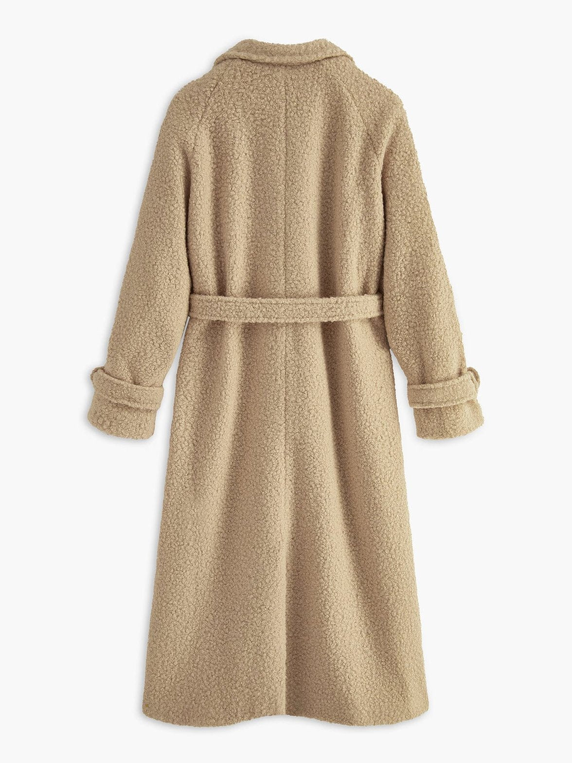 Manteau long teddy ceinturé grâce