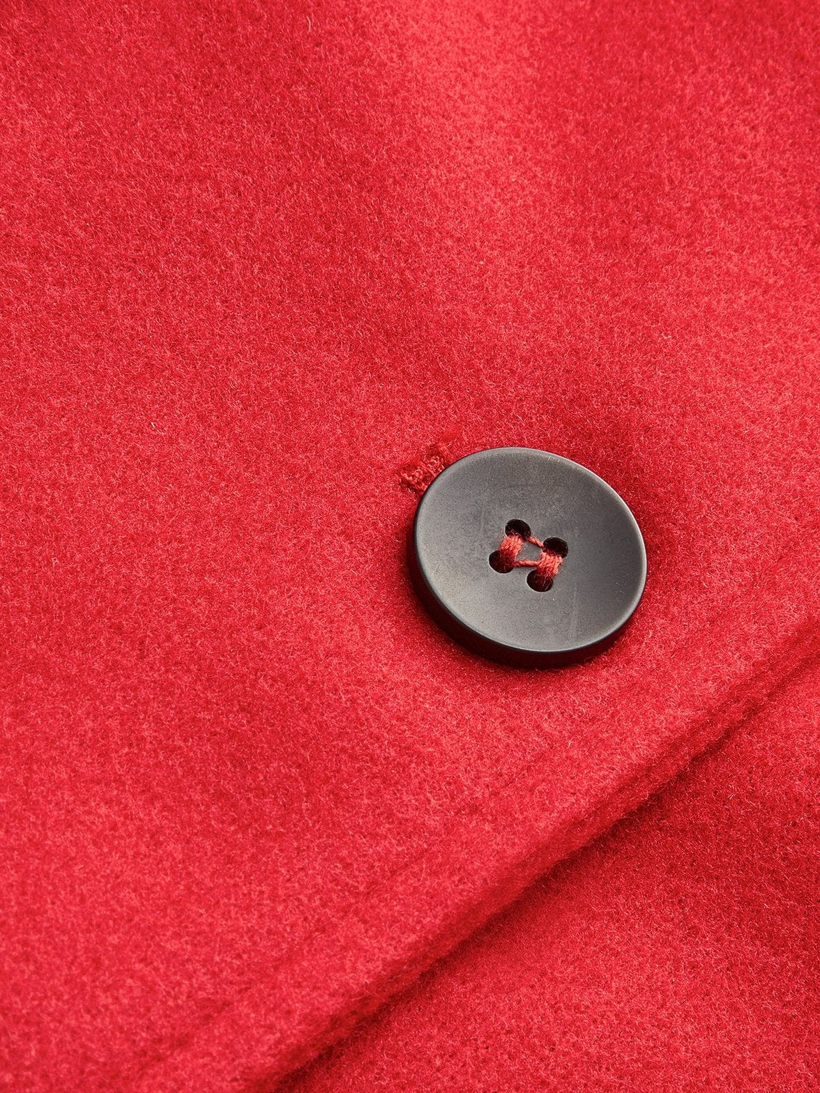 Manteau long tweed rouge détail tissu élégance