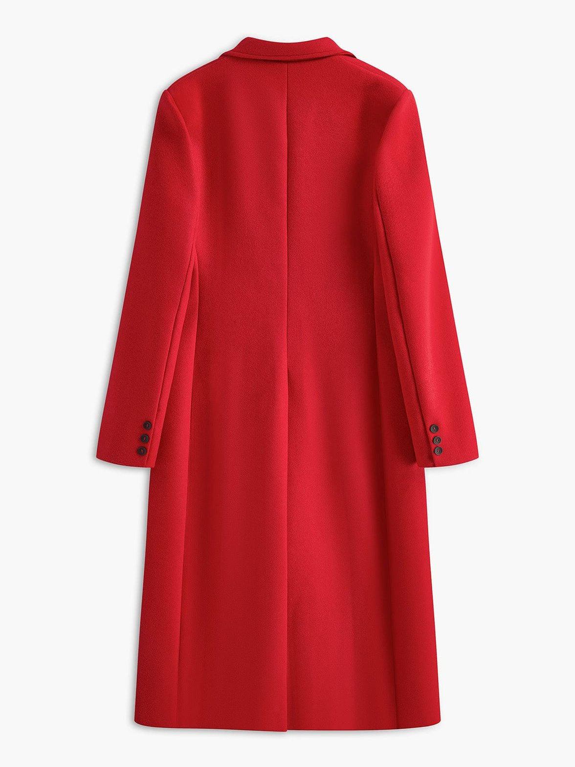 Manteau long tweed rouge vue latérale grâce