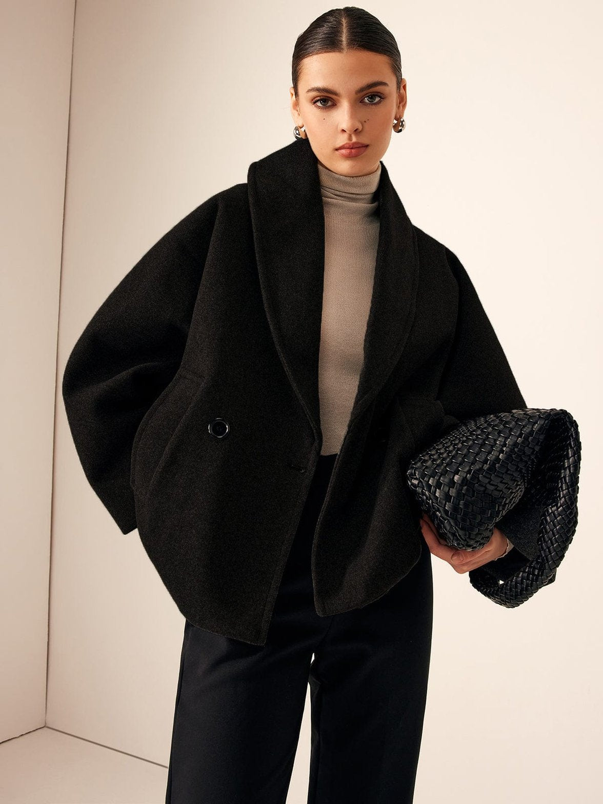 Manteau tweed gris style moderne océan