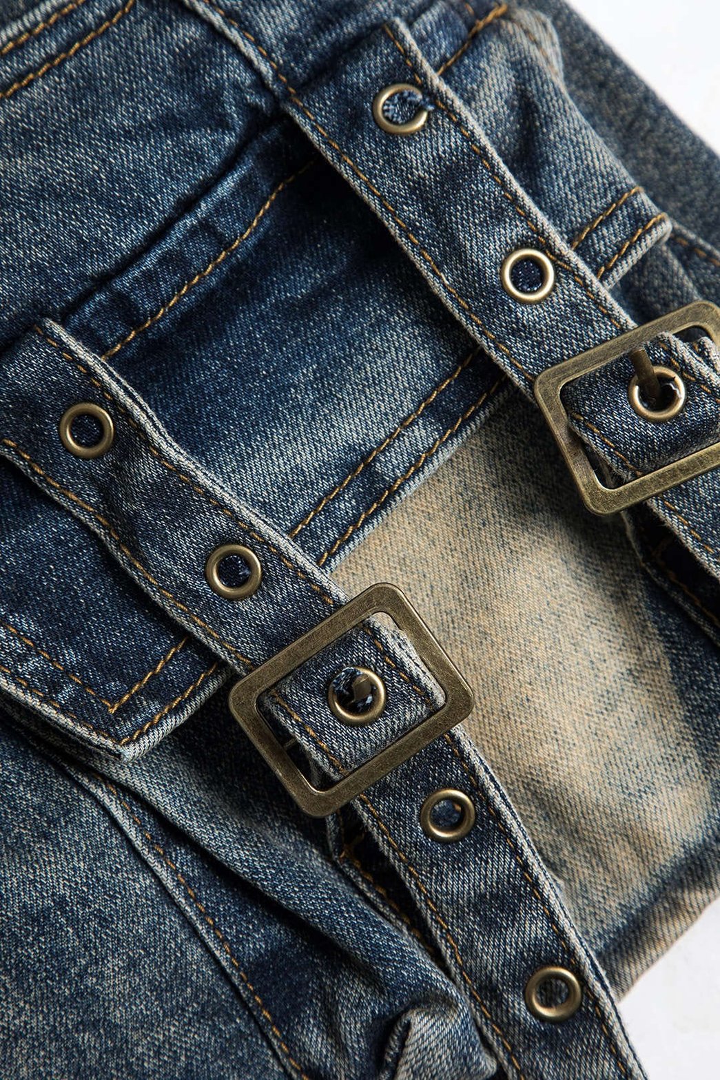 Jupe denim cargo vue arrière ocean