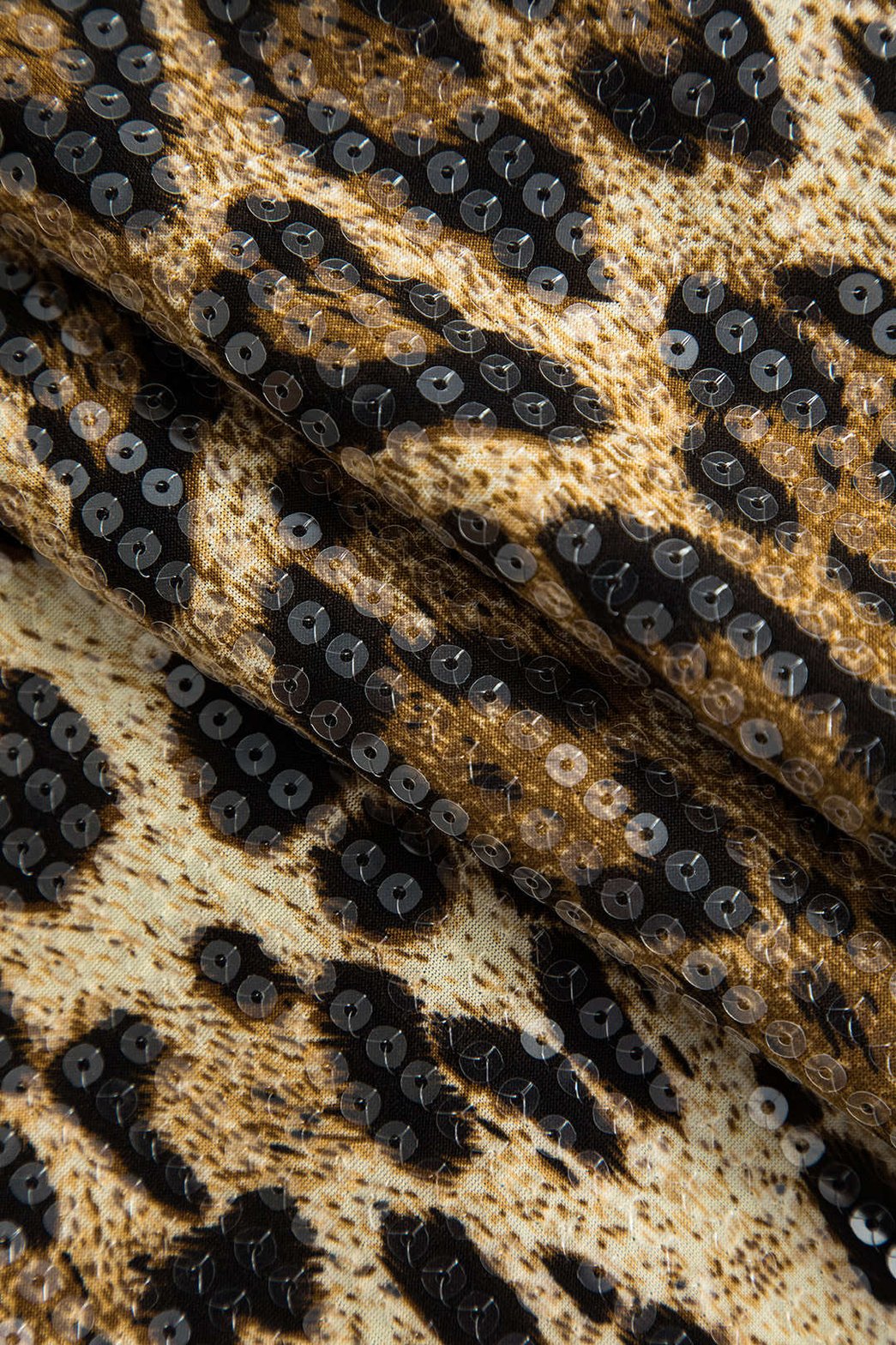 Mini-jupe léopard à sequins moulante lune