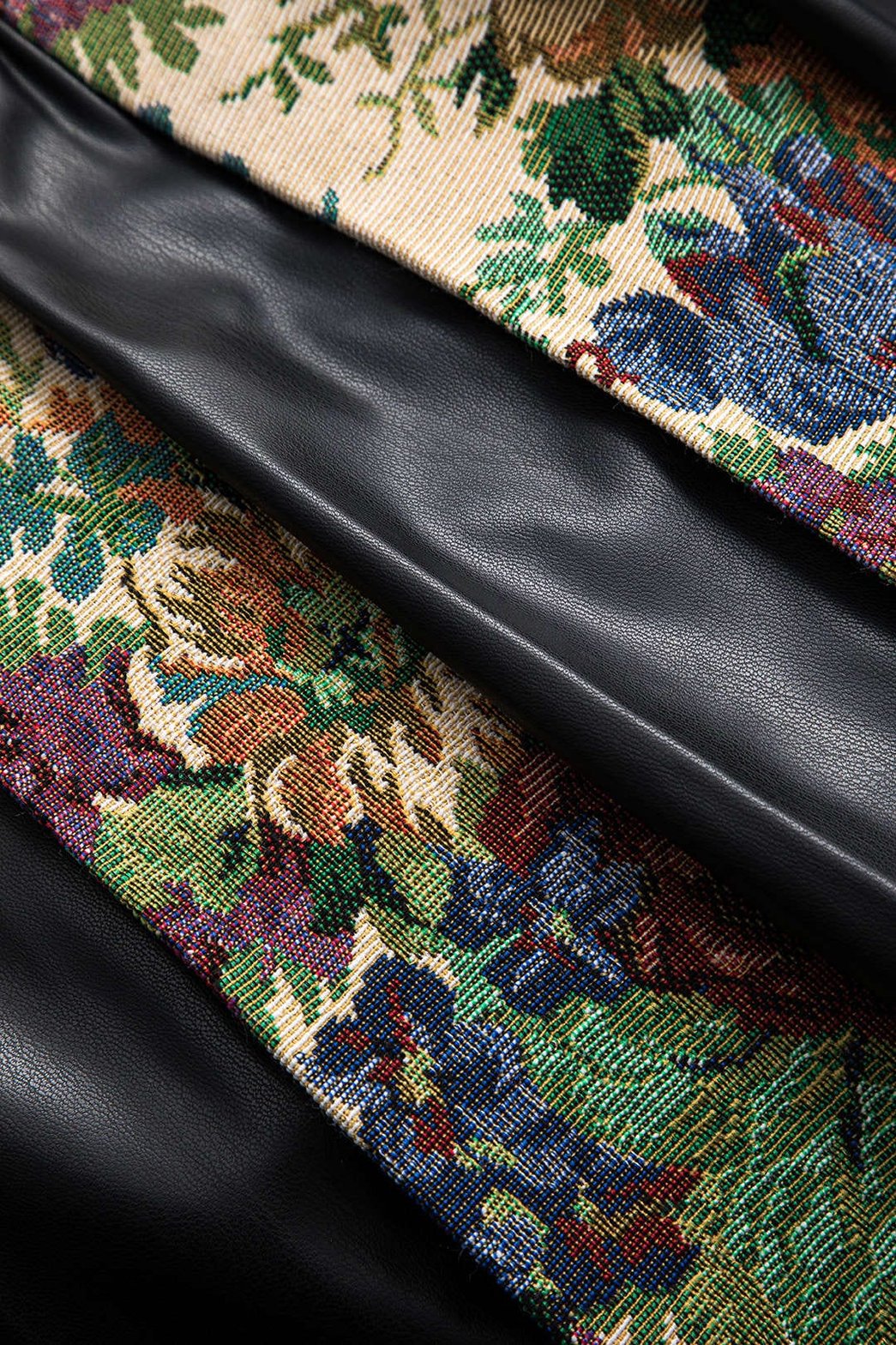 Mini jupe patchwork jacquard vue de côté douceur
