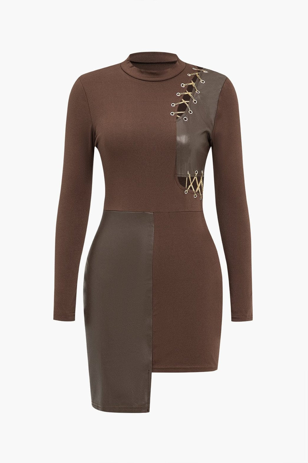 Robe moulante asymétrique marron chocolat