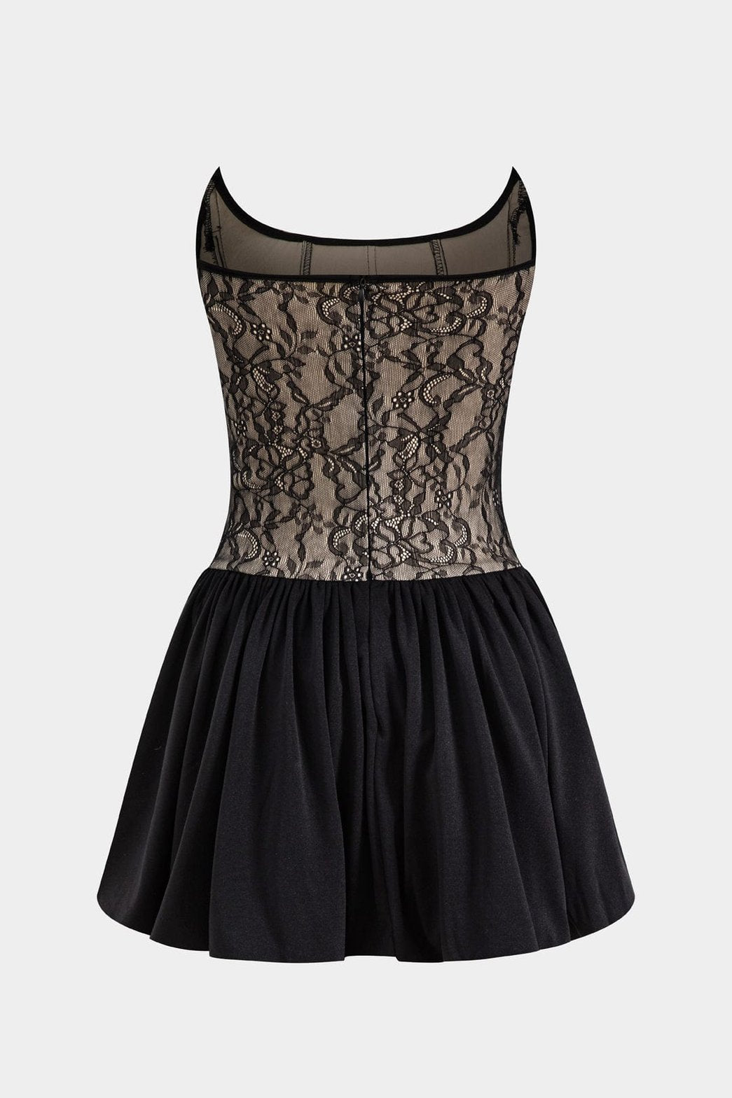 Robe bustier dentelle noire vue de dos soleil