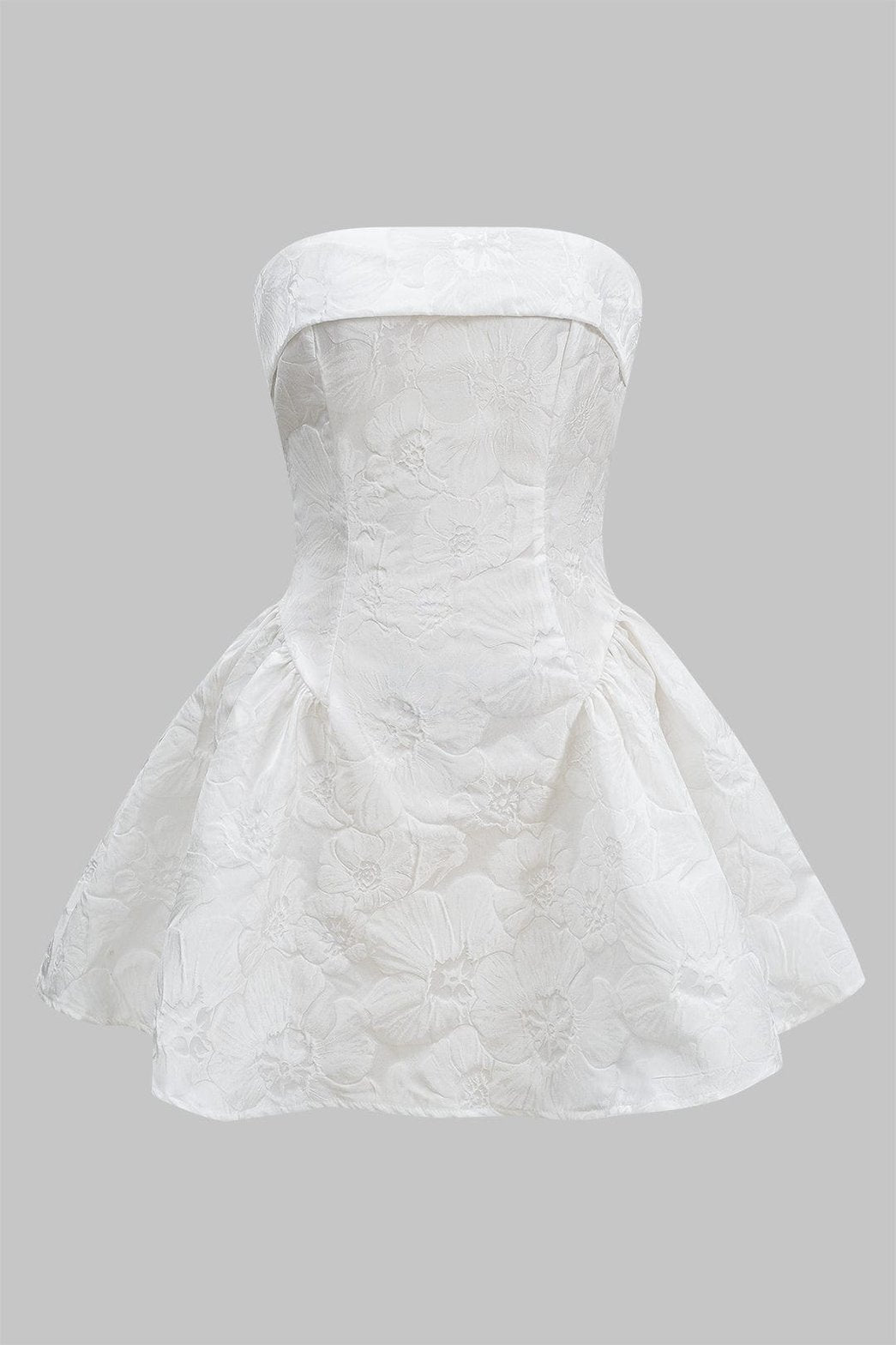 Vue de côté robe bustier jacquard glamour