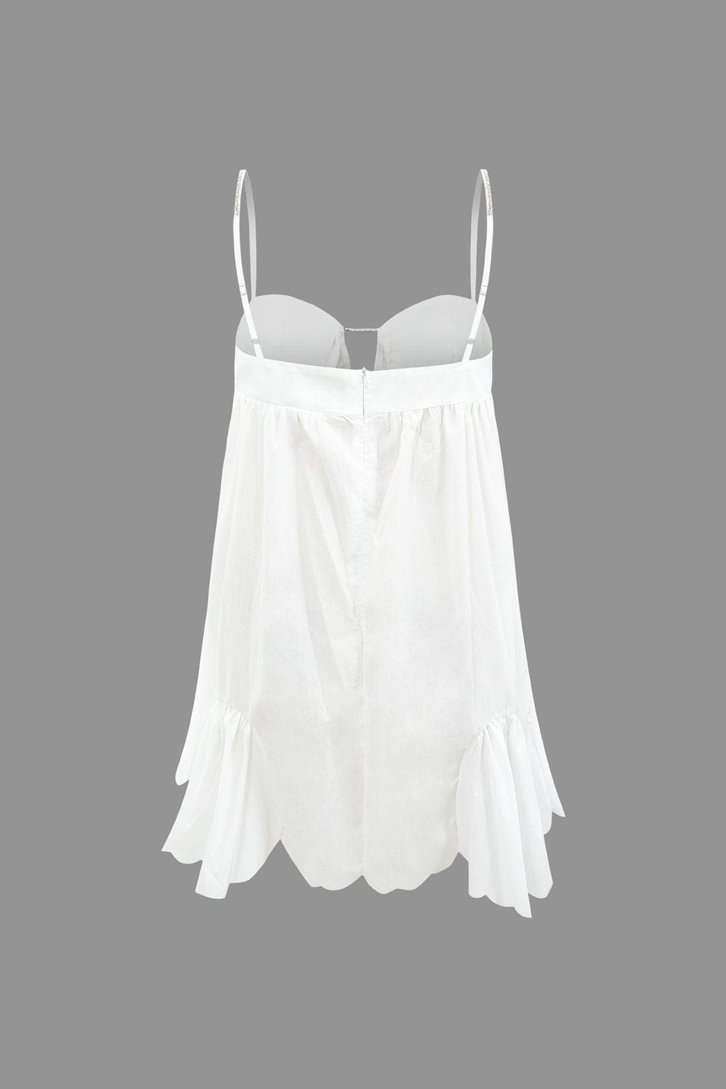 Mini robe blanche détail bretelles grâce