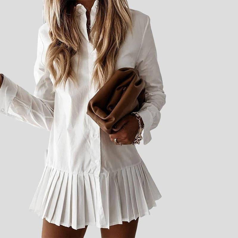 Robe chemise plissée blanche élégante passion
