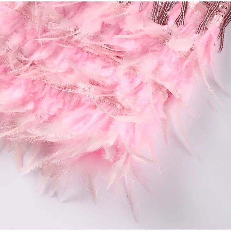 Robe courte à plumes saphir