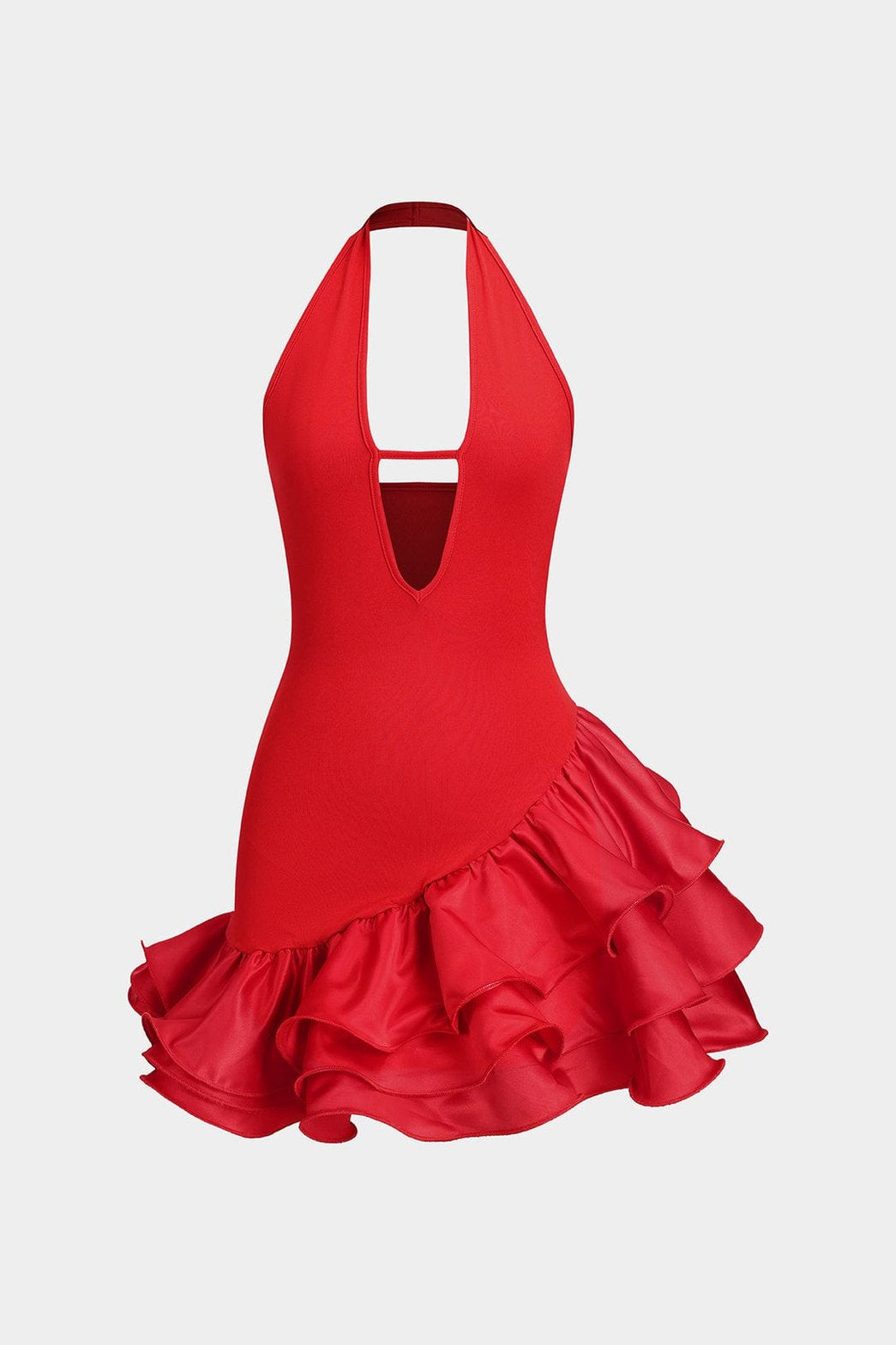 Robe mini dos nu rouge vue de face soleil