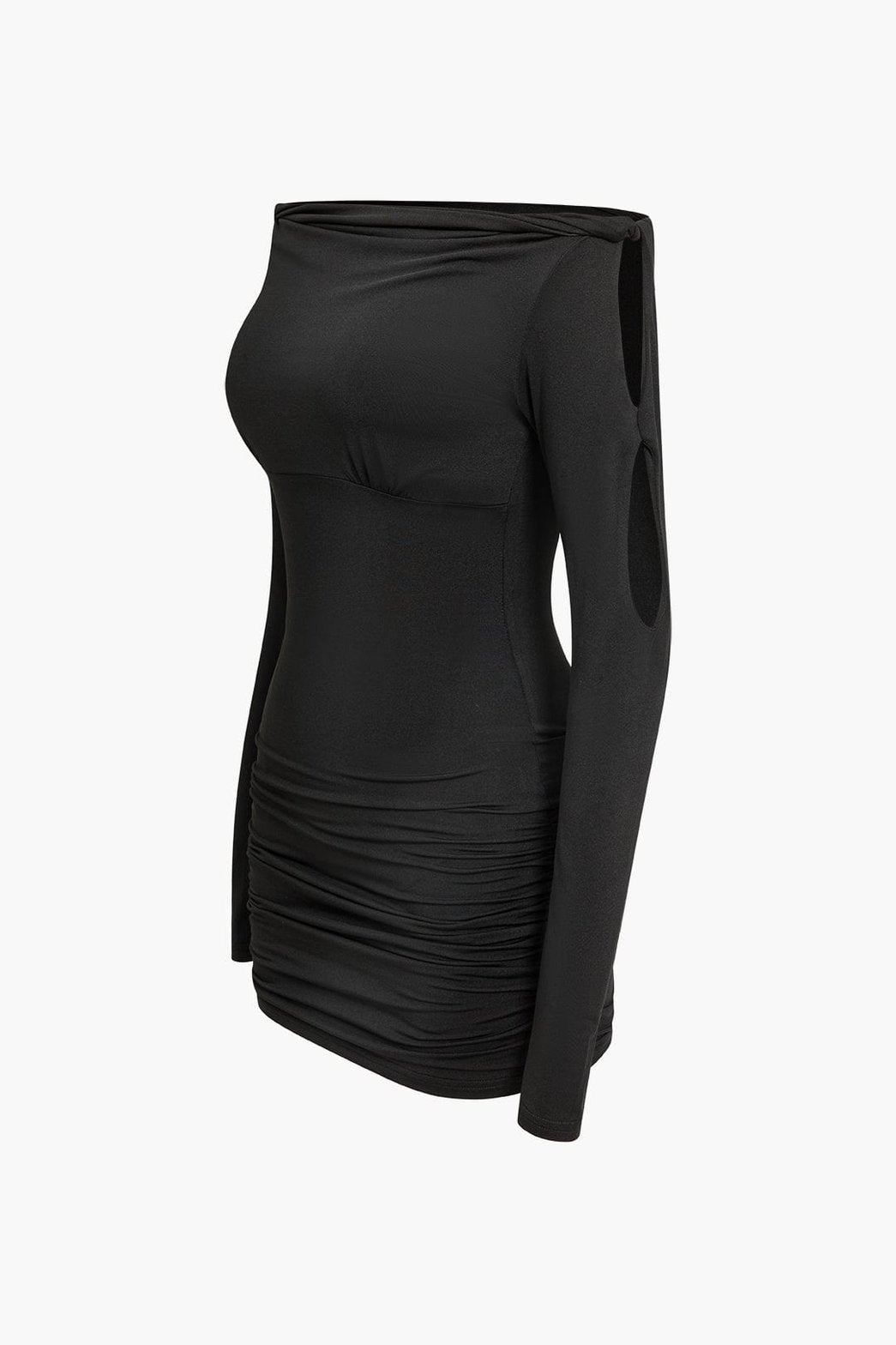 Robe courte manches longues drapée chic