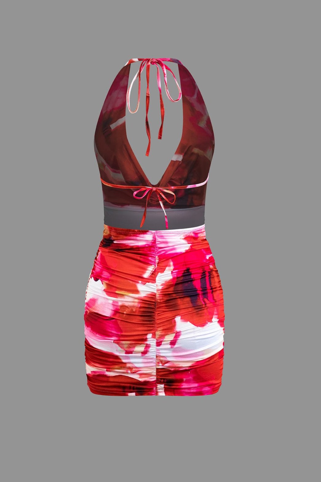Robe courte tie-dye rouge vue de dos étoile