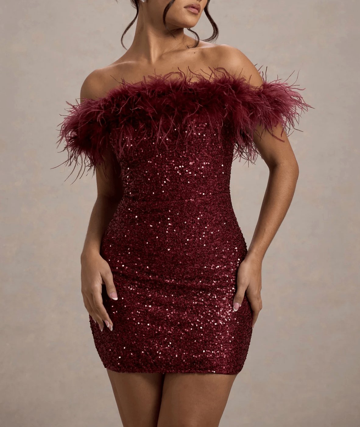 Robe paillettes bordeaux vue avant - Étoile