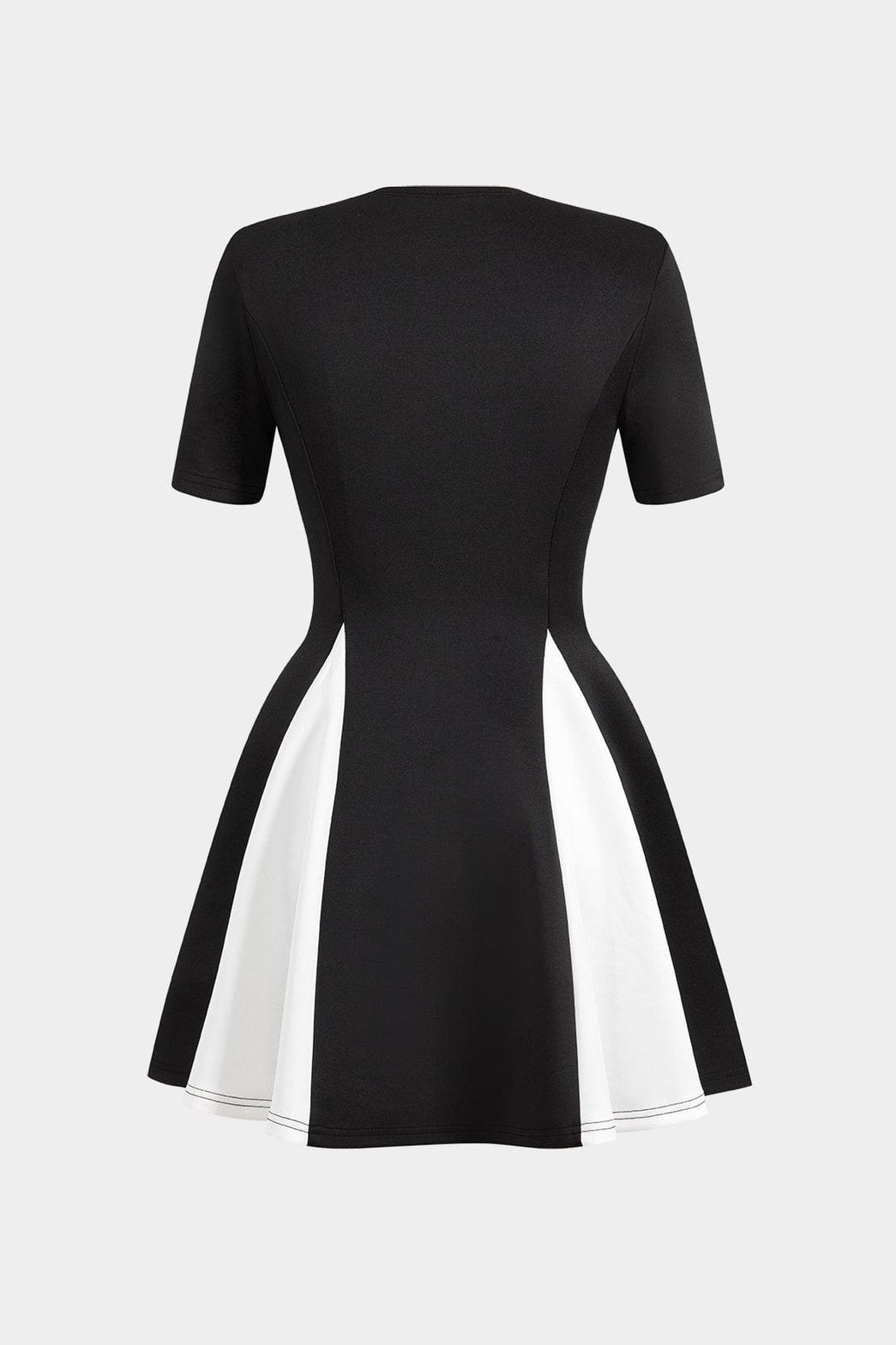 Robe courte plissée patchwork vue de dos perle