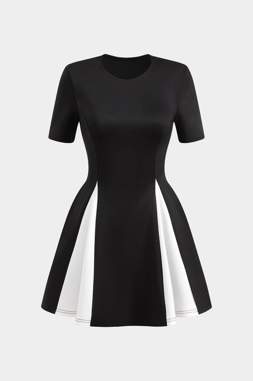 Robe courte plissée patchwork vue de face soleil