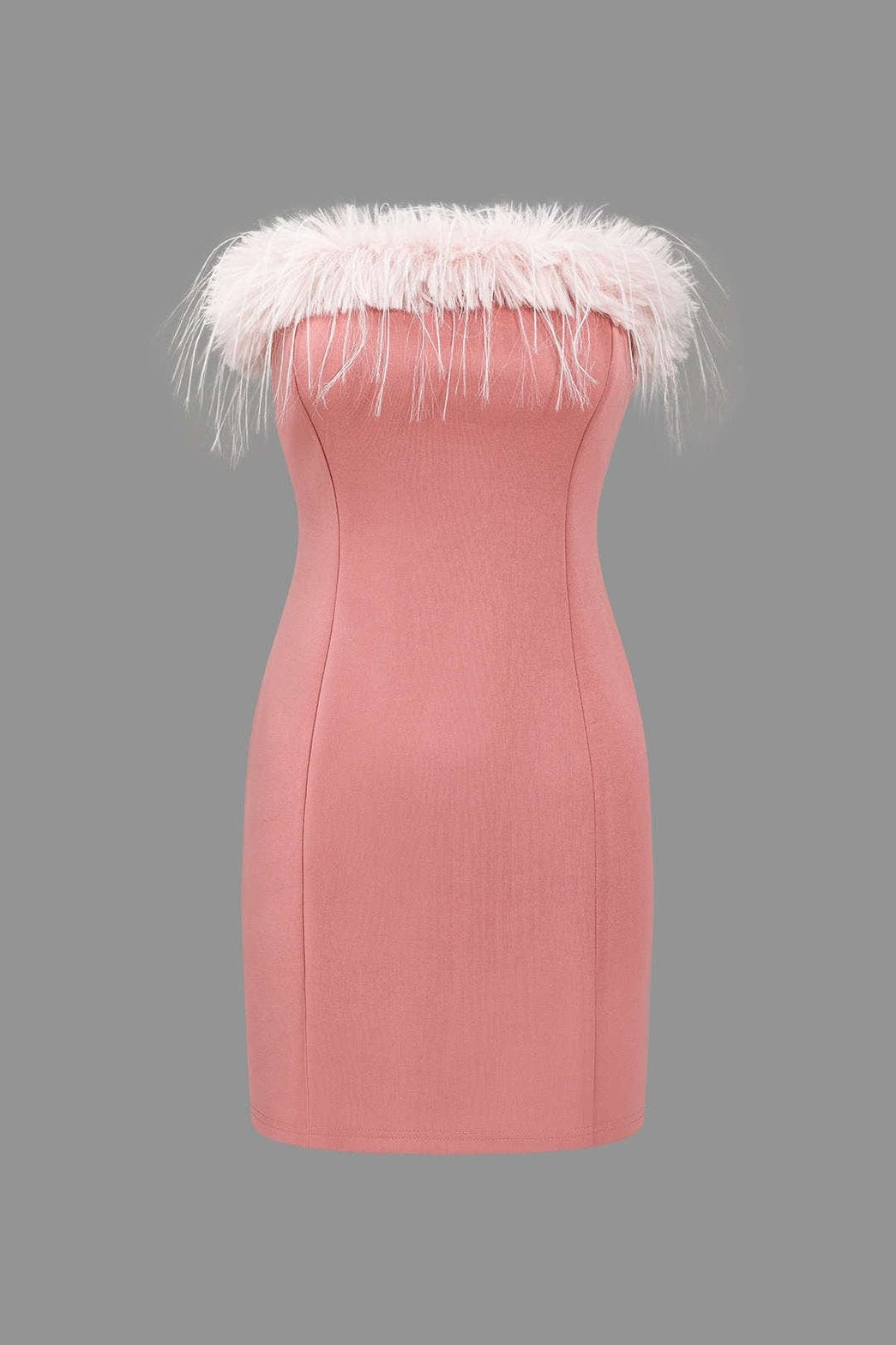 Robe cocktail plumes rose velours