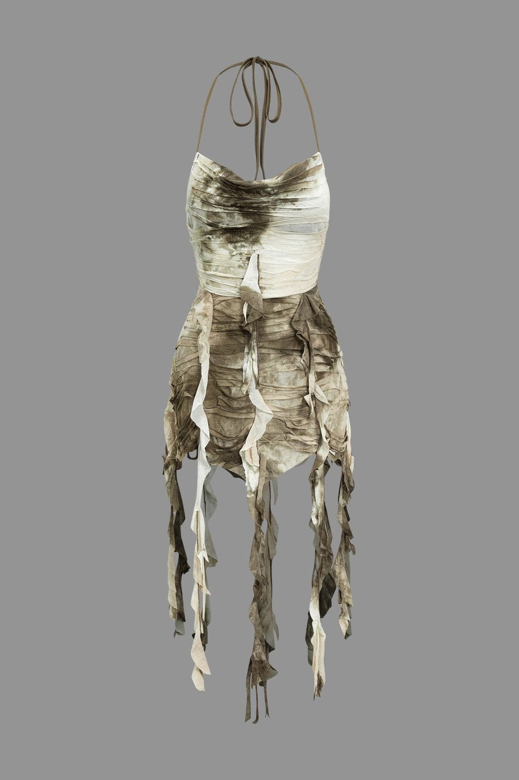 Robe mini tie-dye à franges vue de face papillon