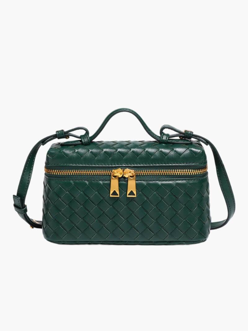 Mini sac box en cuir tressé passion