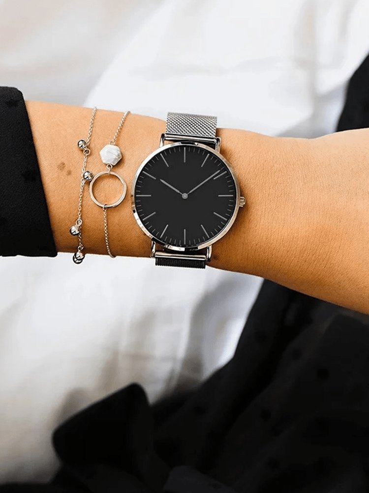 Montre minimaliste Daphne avec bracelet acier inoxydable crystal