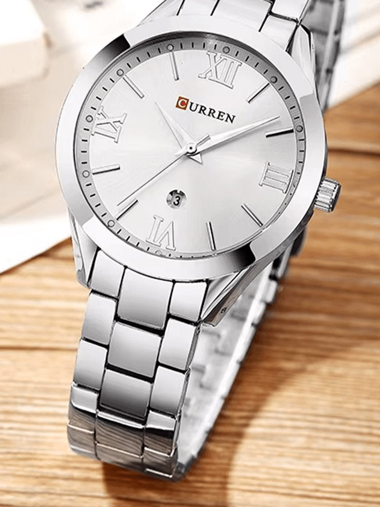 Montre bracelet argentée avec chiffres romains cristal