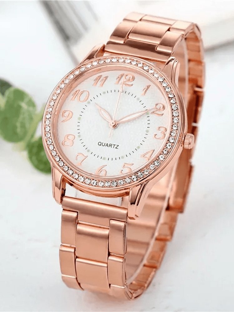 Montre Eva bracelet or rose brillant perle