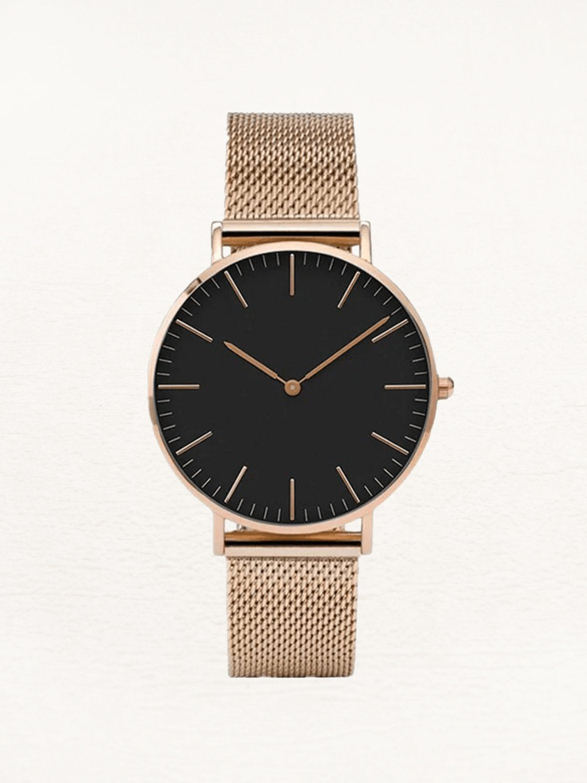 Montre élégante or rose avec cadran noir - Harmonie