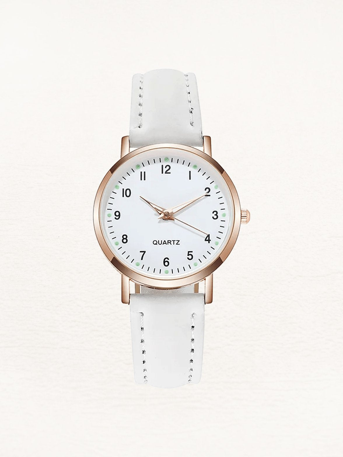 Montre élégante Valeria or rose avec bracelet cuir blanc douceur