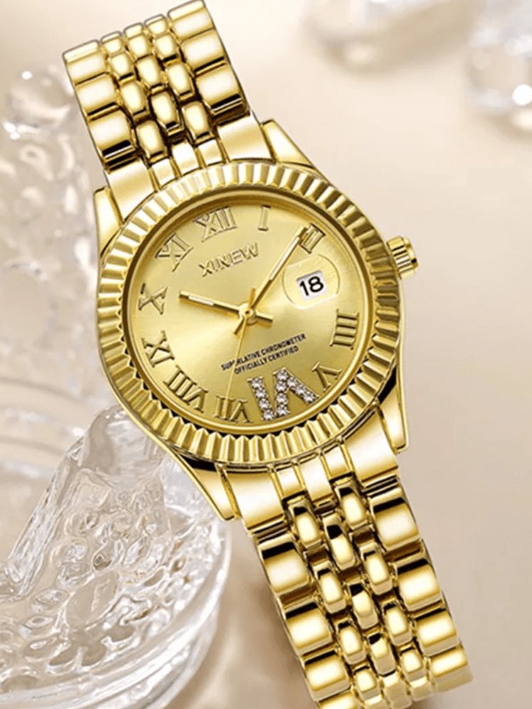 Montre zirconia or - Cristal