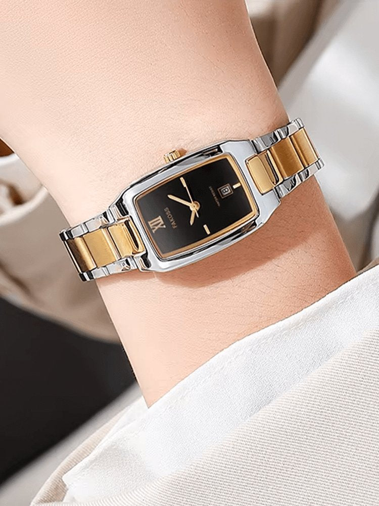 Montre luxe femme bracelet bicolore étincelante