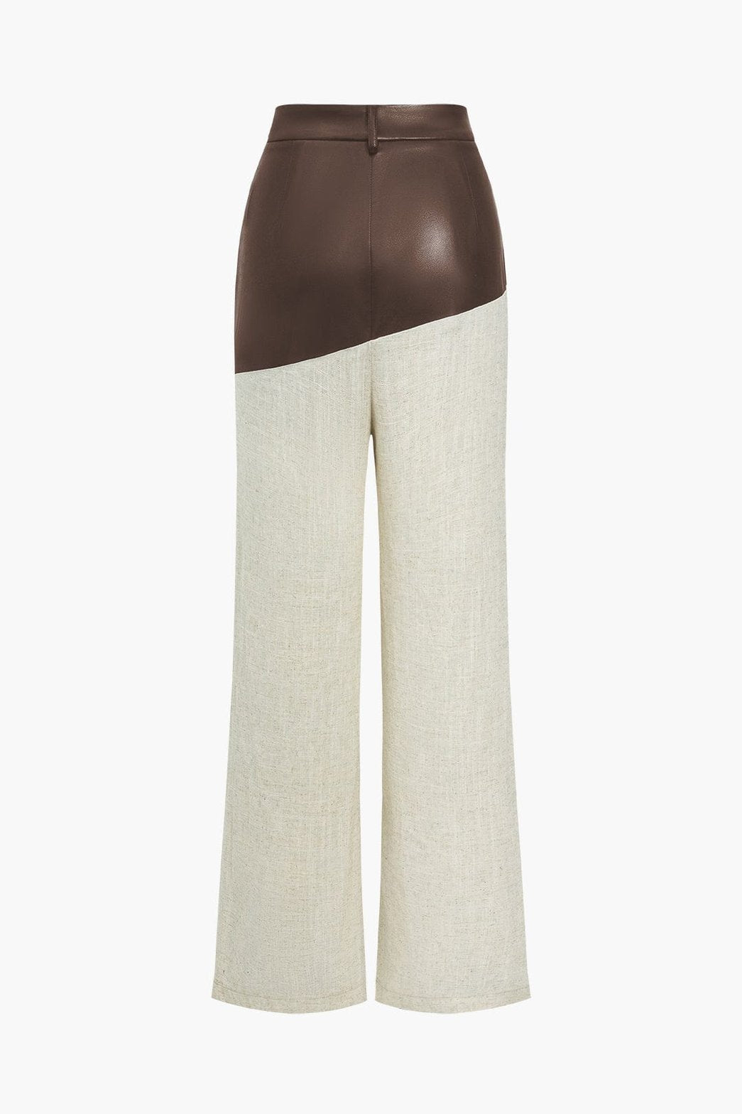 Pantalon bicolore cuir et lin style porté vent