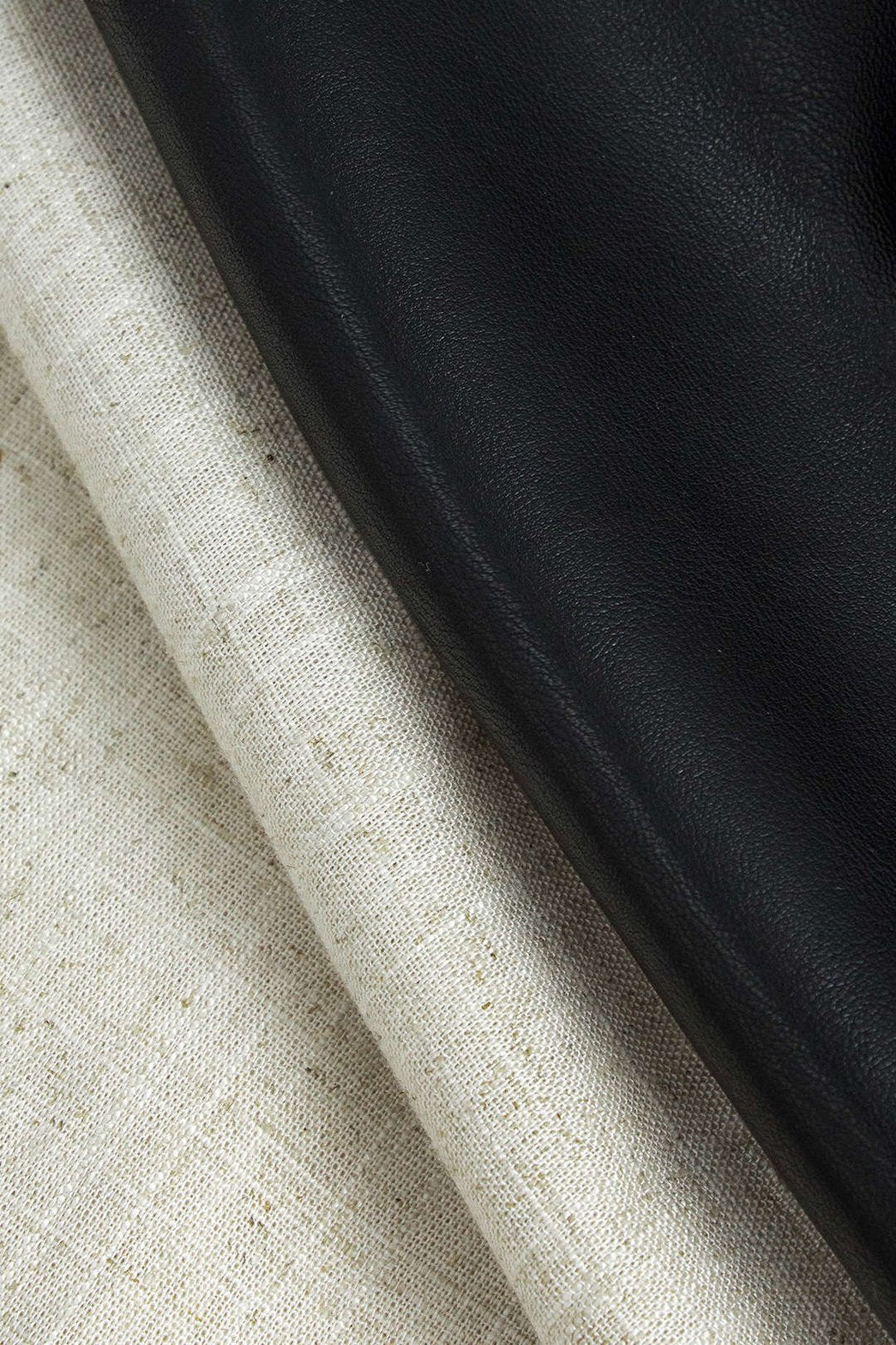 Pantalon bicolore cuir et lin vue de dos lune