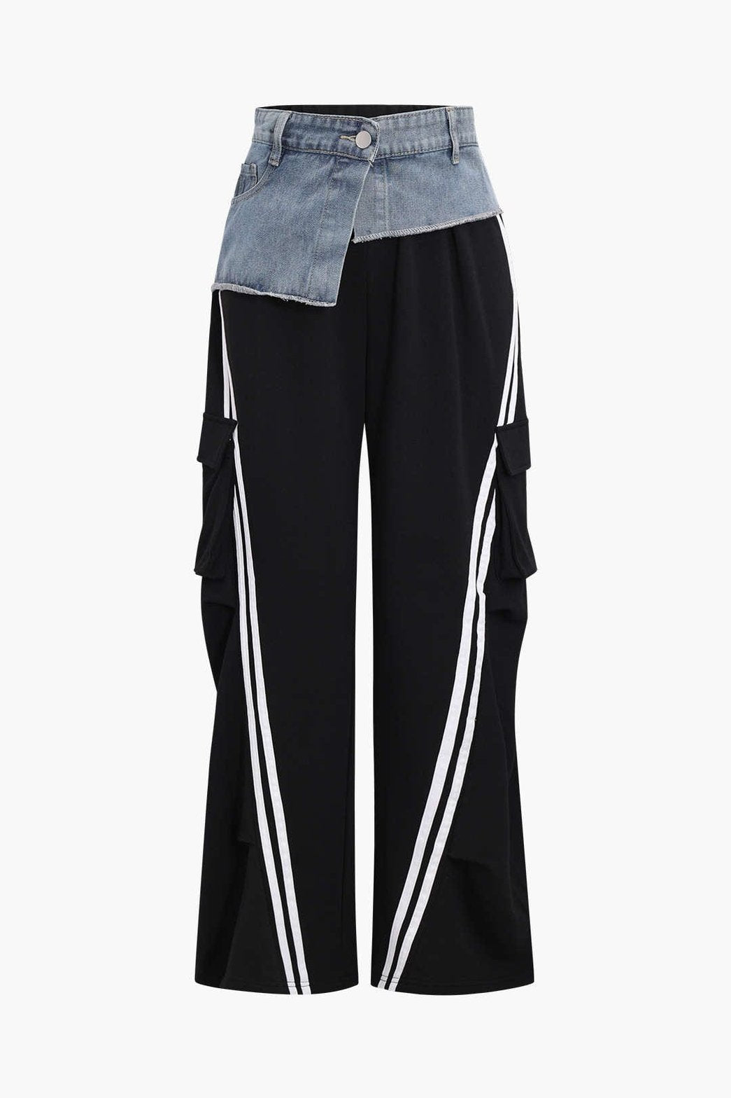 Pantalon cargo noir et denim vue avant soleil