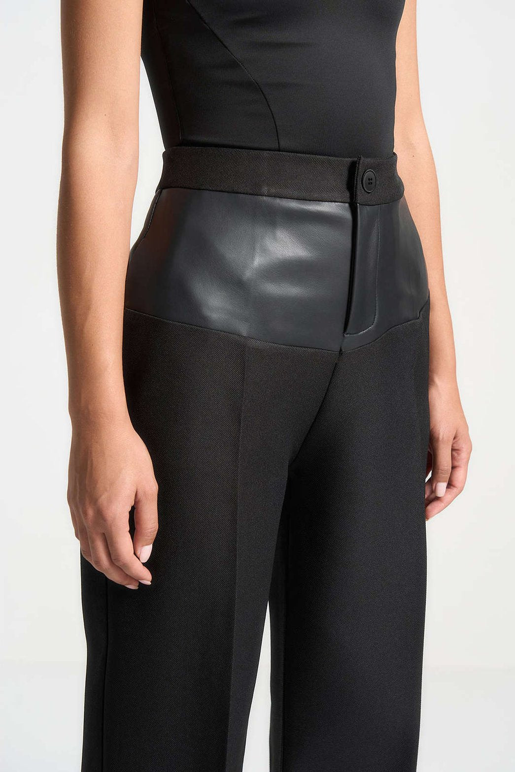 Pantalon bi-matière noir chic