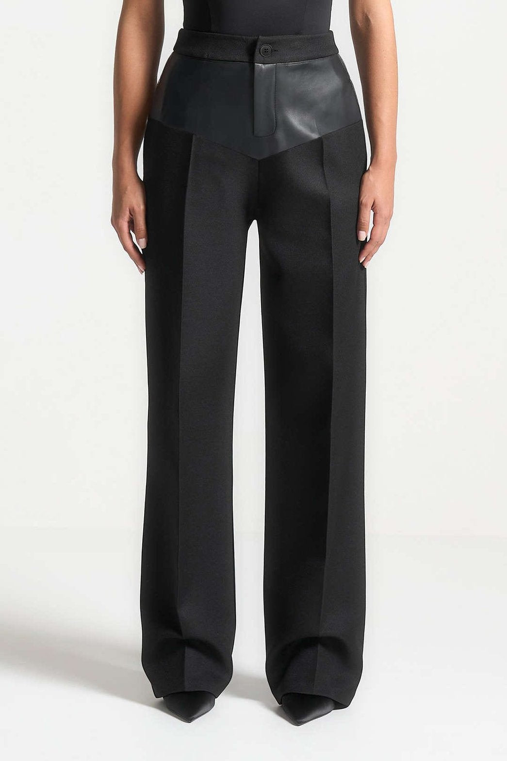 Pantalon patchwork noir élégant luxe