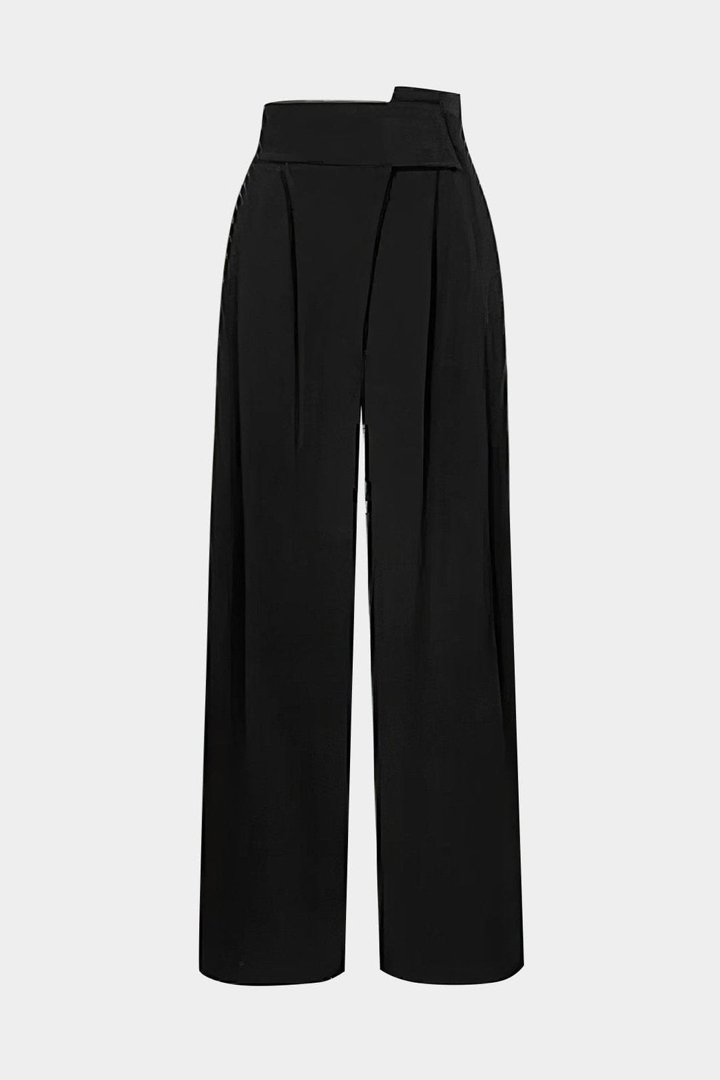 Pantalon large asymétrique noir en sergé élégant splash