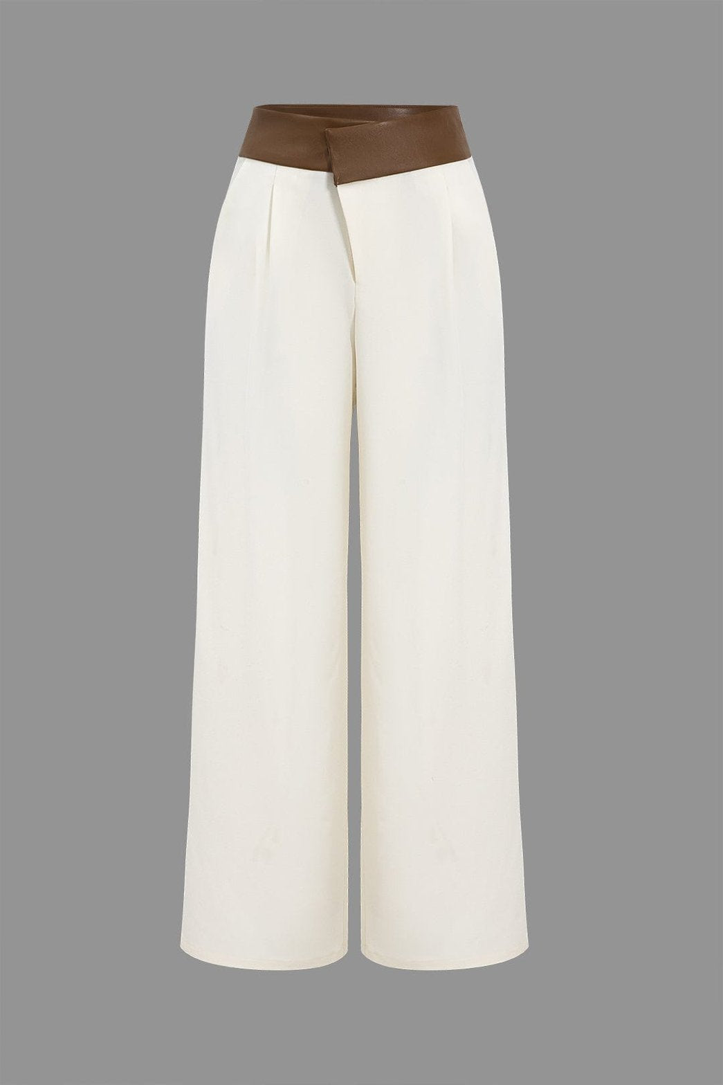 Pantalon large bicolore blanc et marron élégant velours