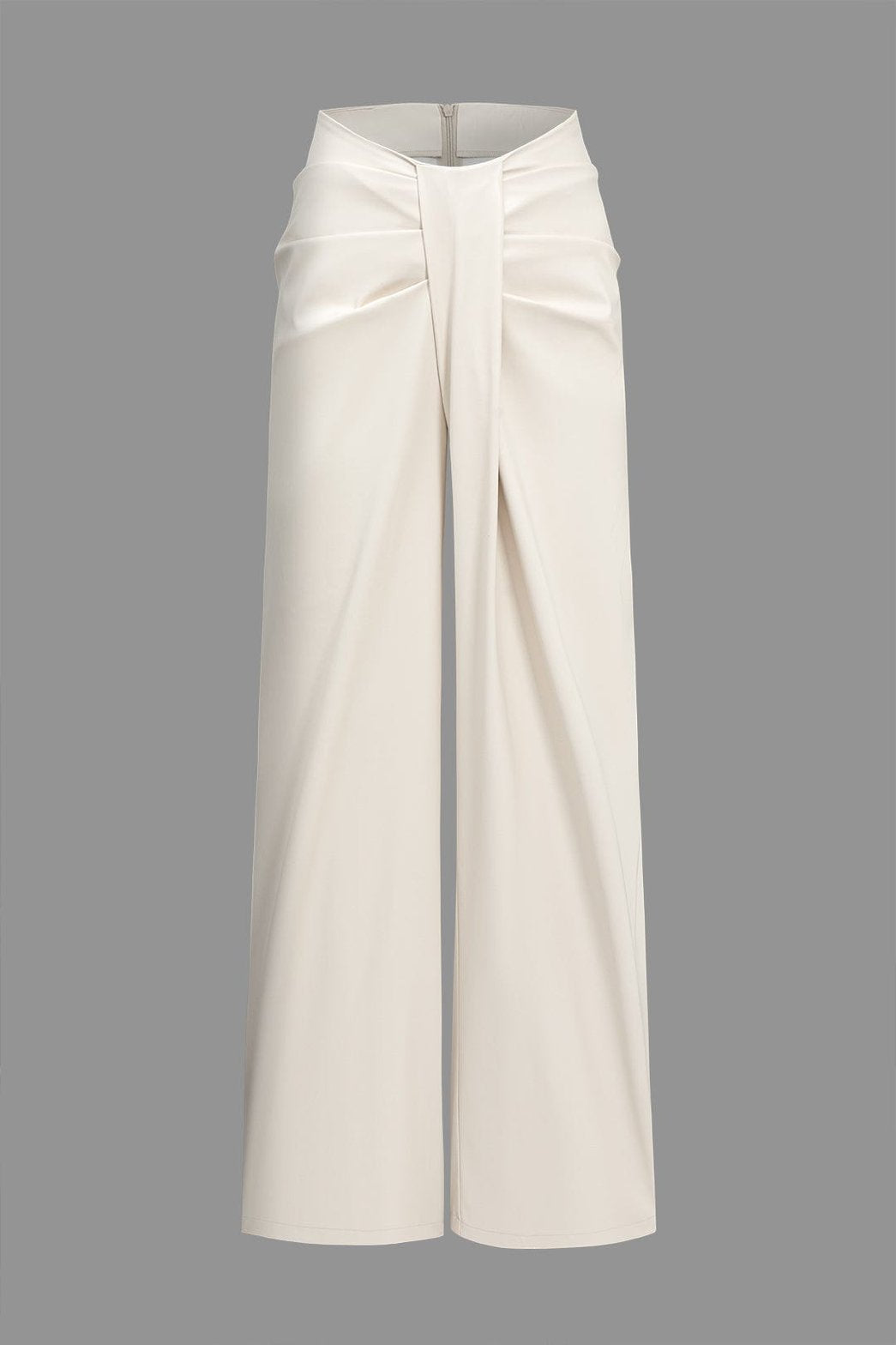Pantalon large drapé blanc satin élégant soleil