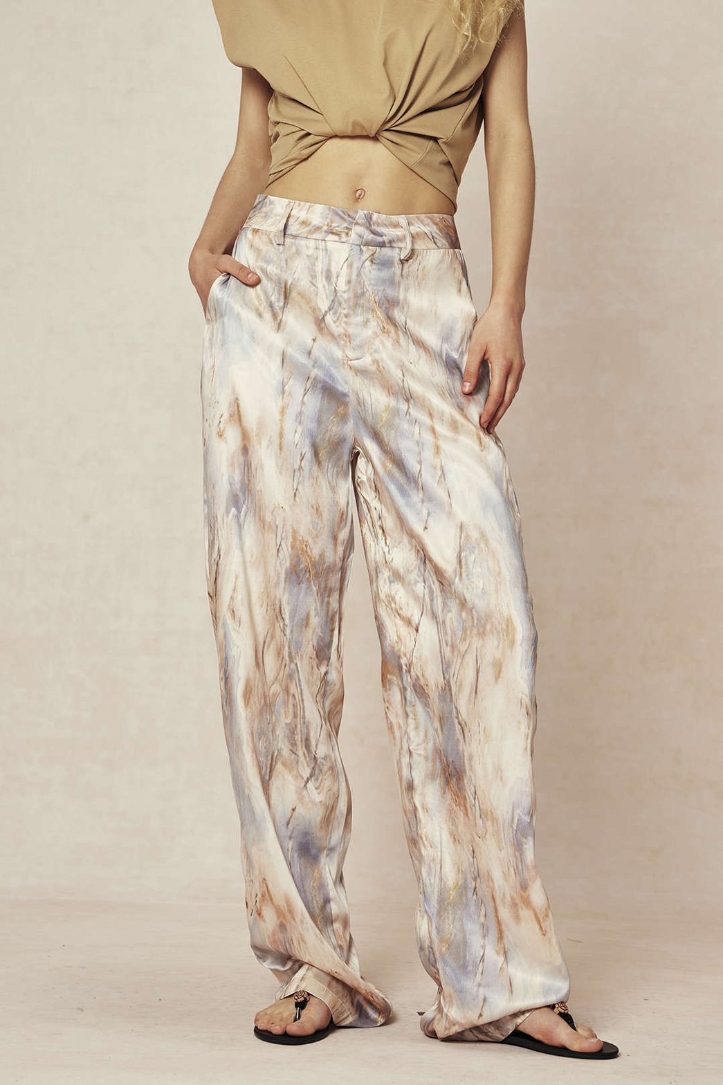 Pantalon Large Effet Marbre