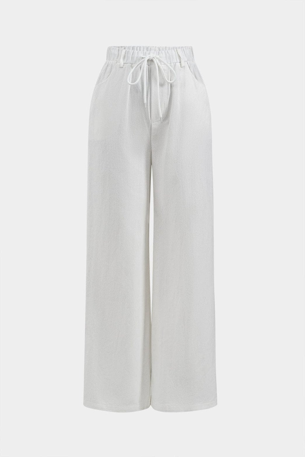 Pantalon large blanc en coton avec cordon douceur