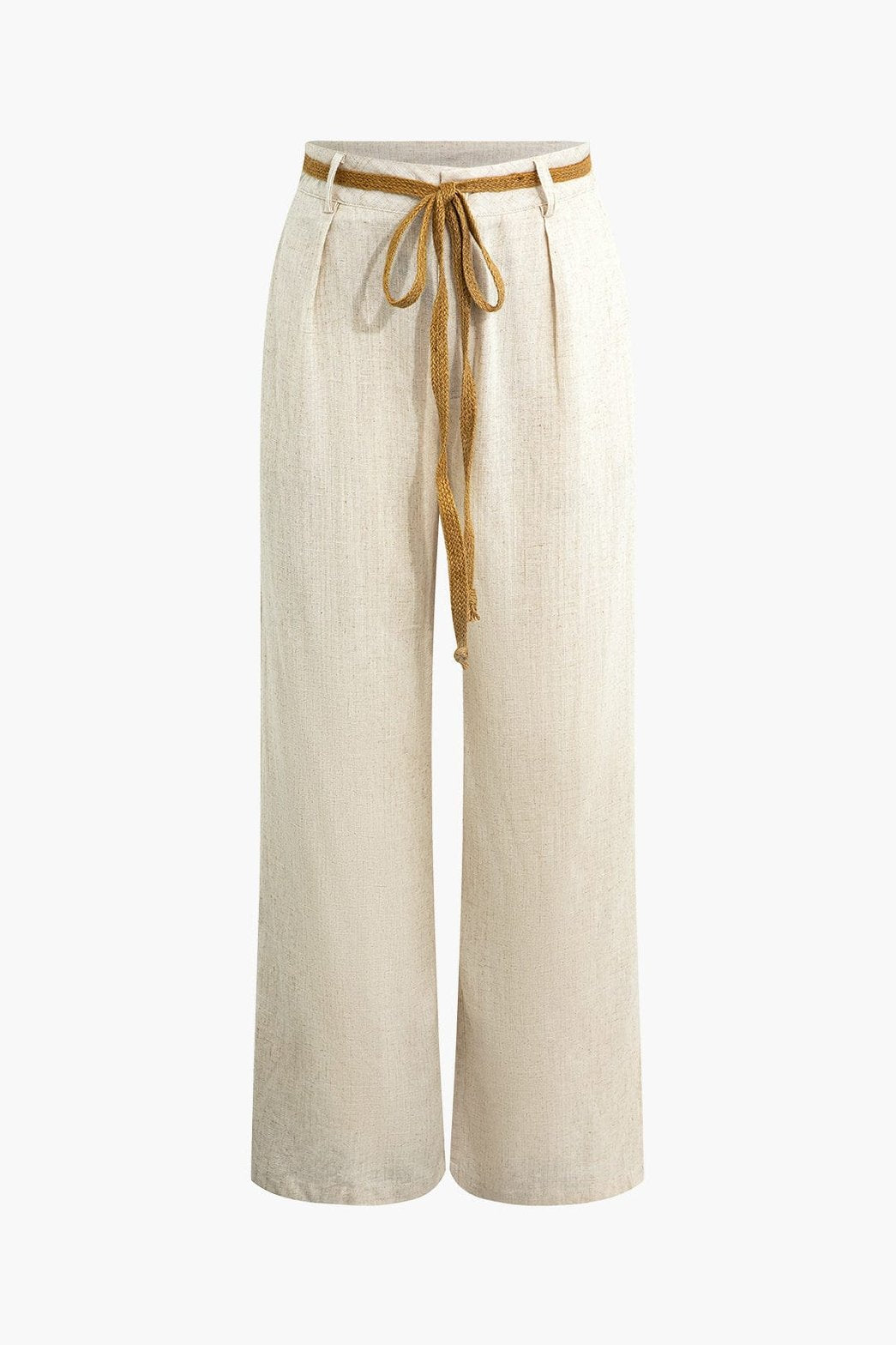 Pantalon large en lin beige soleil