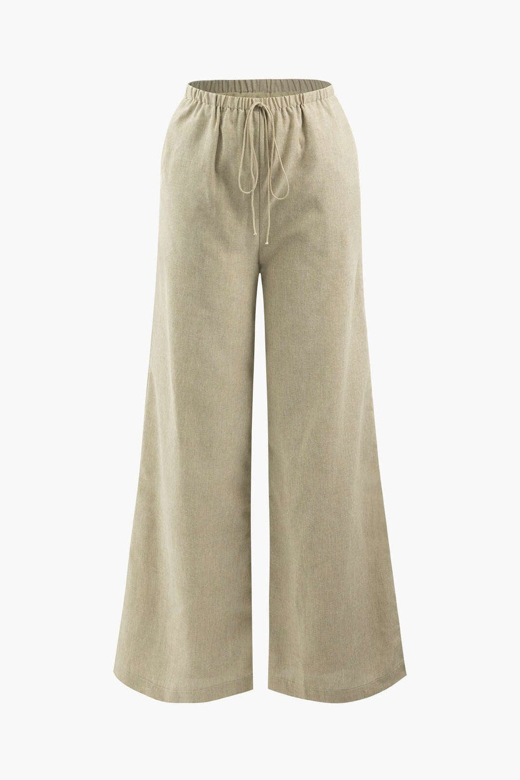Pantalon large en lin beige soleil